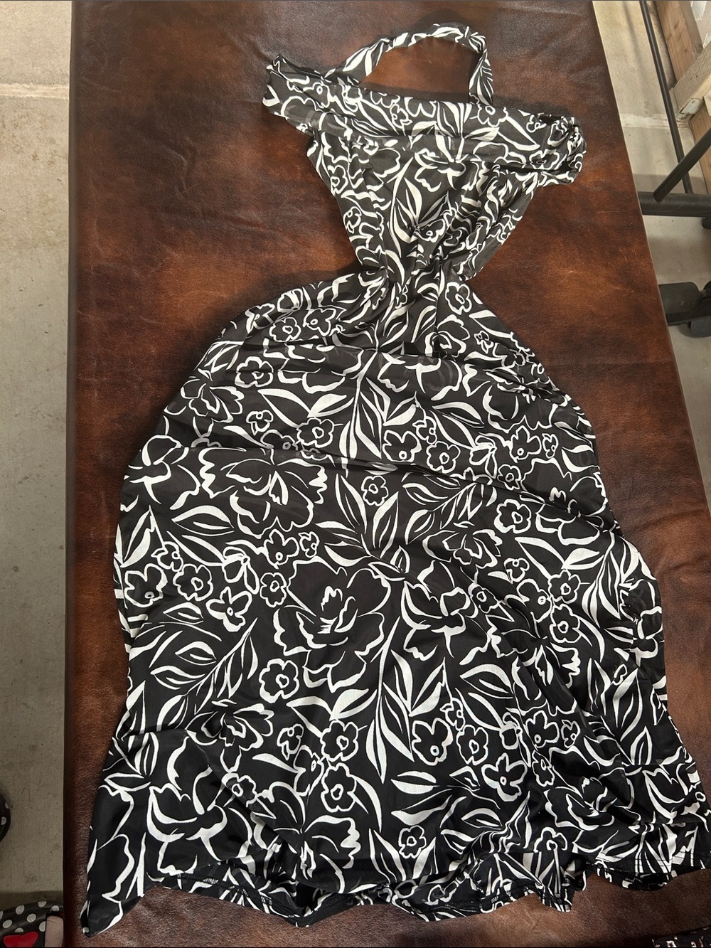 Black & White Floral Halter Dress
